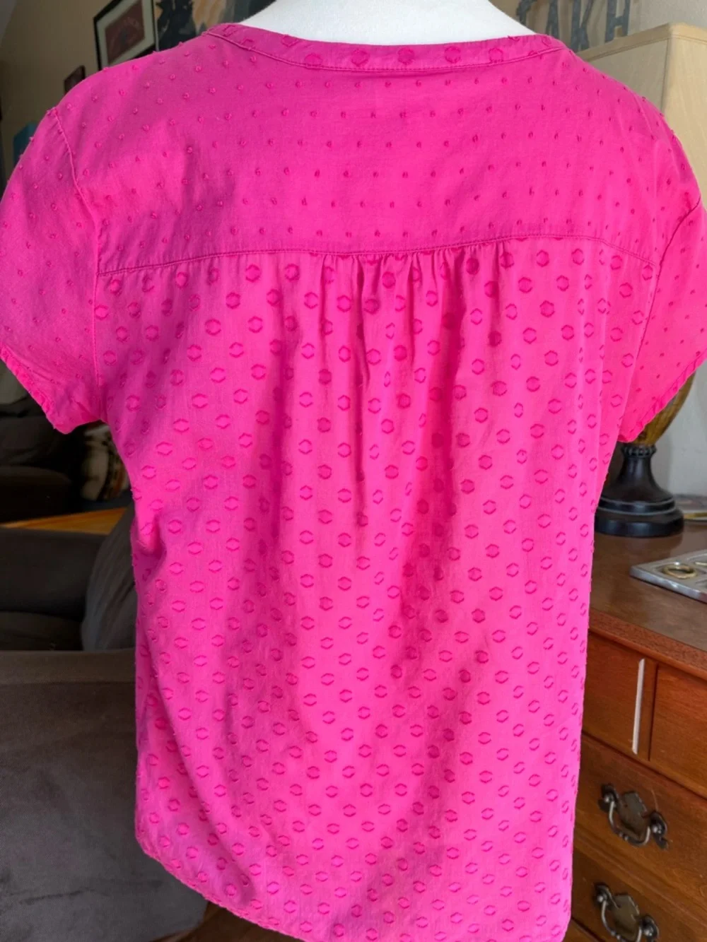 Chic 💯 %Cotton Pink Eyelet Blouse - Picture 4 of 7
